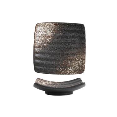 Imagem de Prato de molho de sushi requintado quadrado de cerâmica japonesa simples - floco de neve branco