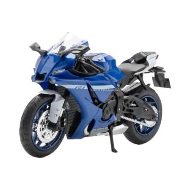 Imagem de Escala 1/12 R1M R1 Modelo De Motocicleta Brinquedo Corpo De Liga Suspe