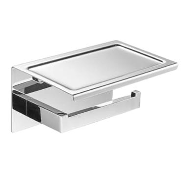 Imagem de Conjunto de acessórios para banheiro em aço inoxidável cromado - Inclui toalheiro, barra de toalha, porta-lenços e gancho para roupão para decoração de banheiro (suporte de papel C)