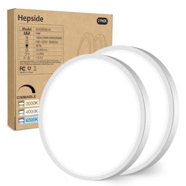 Imagem de hepside Luminária De Teto Embutida Regulável, Pacote Com 2 Unidades, Branca, 3 Lâmpadas Selecionáveis 3000/4000/6500K, 7,5 Polegadas, 15W, 1500Lm, Perfil Baixo Para Quarto, Cozinha, Banheiro E Corre