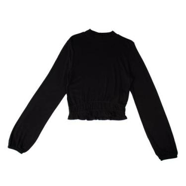 Imagem de Blusa Endless Feminina Rovitex Manga Longa com Babado e Elástico Preto