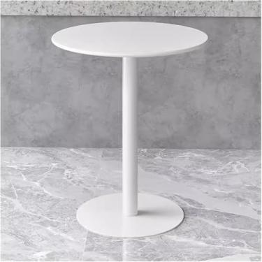 Imagem de Mesa De Bistrô Pátio Mesa De Jantar De Metal De Ferro, Mesa Redonda Pequena, Mesa Lateral De Sofá, Mesa De Centro, Mesa De Chá De Leite, Mesa De Bar, Mesa De, Matt White, 48x48x62cm