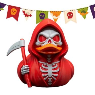 Imagem de Rrlihjgu Pato De Esqueleto - Figura Halloween Segurando Foice,Ornamento De Estátua Assustador Gótico De Patos Esqueleto Para Decoração De Casa Prateleira De Livros Painel Do Carro E Exposição De