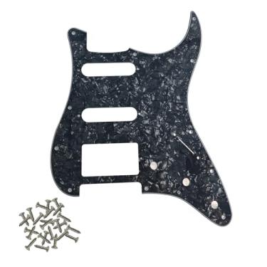 Imagem de SHENGSUI Black Pearl Strat HSS Pickguard 11 furos para guitarra elétrica Pickguard SSH placa de risco para USA/Mexican Fender estilo moderno Stratocaster ST