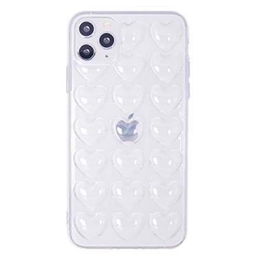 Imagem de DMaos Capa feminina para iPhone 11 Pro, 3D Pop Bubble Heart Kawaii, linda feminina para iPhone11 Pro 5,8 polegadas - transparente