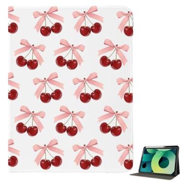 Imagem de Capa Kawaii Bowknot Cherry para iPad Mini 6 (8,3 polegadas, 2021) com suporte para lápis, visualização em vários ângulos e hibernar/despertar automaticamente, capa branca de couro macio para iPad mini