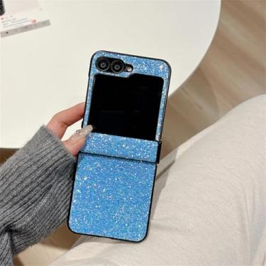 Imagem de Capa para Samsung Galaxy Z Fold6 com glitter luxuoso, diamante, céu estrelado, brilhante, à prova de choque, dobradiça protetora (para Samsung Galaxy Z Fold6/azul)