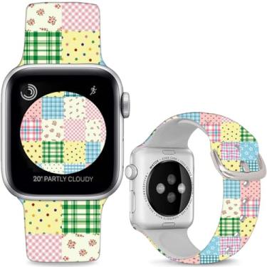 Imagem de Sjiangqiao Pulseiras de relógio de silicone macio compatíveis com Apple Watch SE séries 10, 9, 8, 7, 6, 5, 4, 3, 2 e 1 de 49 mm, 46 mm, 44 mm e 42 mm (série 3 2 1), para mulheres e homens.