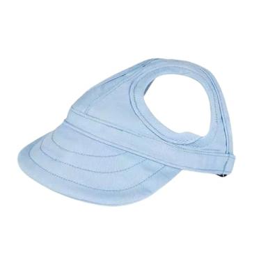 Imagem de Boné de beisebol para cães, 1 peça chapéu de praia de verão com orifícios para orelhas, chapéu ajustável para cães pequenos, médios e grandes (azul claro sólido, grande)