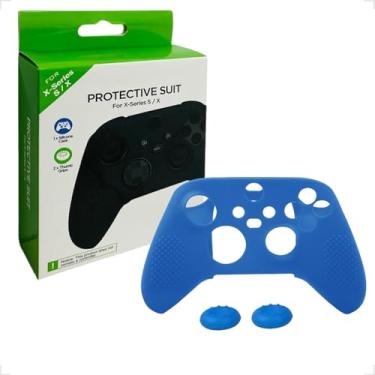 Imagem de Capa Case Com Par de Grip Protetora De Silicone Gel Para Controle Compatível X-box One Series e S/X (AZUL)