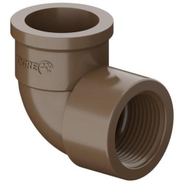 Imagem de Joelho De 90 Soldável Roscável PVC Marrom Tubos Água Fria 3/4" Polegad