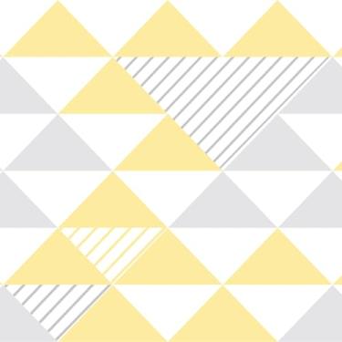 Imagem de Papel De Parede Adesivo Geométrico Triângulos Tons De Amarelo E Cinza 5m