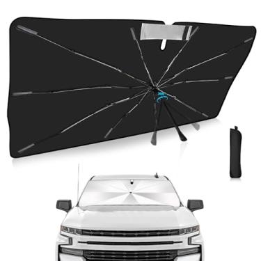 Imagem de Guarda-sol para para-brisa de atualização 2025, ajuste personalizado para Chevrolet Silverado/GMC Sierra 2019-2025, capa de carro com proteção UV dobrável, escudo de chuva de emergência e protetor de