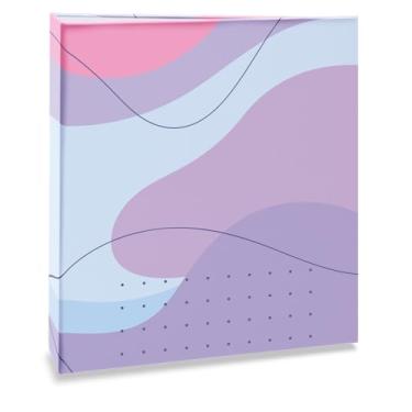Imagem de Álbum de fotos Ical, encadernação tradicional, para 60 fotos 10x15cm - envelope plástico transparente - linha Formas - modelo ondas azul e lavanda - 348