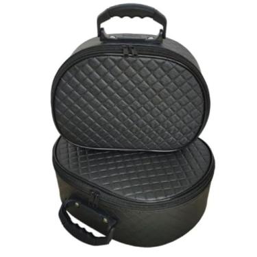 Imagem de Kit 02 Maleta Frasqueira Necessaire Para Viagem Maquiagem Esmaltes Meia Lua - Preta