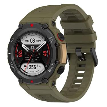 Imagem de Pulseira de substituição compatível com Amazfit T-Rex 2, pulseira de substituição esportiva de silicone macio flexível resistente ao suor para relógio inteligente Amazfit T-Rex 2 (verde marinho)