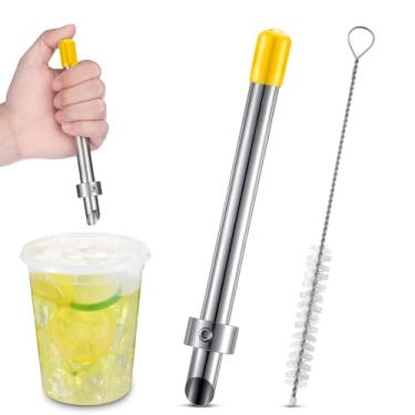 Imagem de Lasnten 1 pacote com perfurador de palha para tampas de plástico, copos de limonada, ferramentas de perfuração de aço inoxidável para café, bebidas, recipiente de delicatessen, suprimentos de suporte