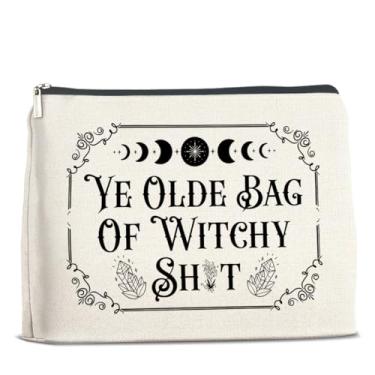 Imagem de UPNEGE Bolsa de maquiagem de bruxa presentes de bruxa para mulheres Halloween Ye Olde bolsa de cosméticos bolsa de cosméticos bolsa com zíper