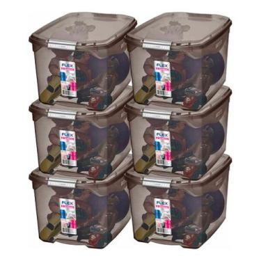 Imagem de 6 Caixa Organizadora Brinquedo Objeto Roupas 29l Preto Sanremo