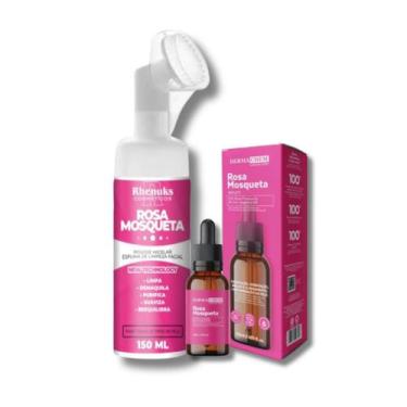 Imagem de Mousse Micelar Limpeza Facial Rosa Mosqueta 150ml Rhenuks e Sérum Ultr