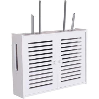 Imagem de Prateleira De Pvc Montada Na Parede Flutuante Roteador Caixa De Armazenamento Acomodar Player Equipamento De Mídia De Streaming De áudio Cable Management Caixa, White, 50x10x40cm