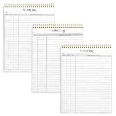 Imagem de Better Office Products Bloco de notas de registro de atividades, 21,5 cm x 28 cm, bloco de notas de planejamento, 50 folhas, espiral de fio duplo, organizador de lista de verificação de produtividade de rastreamento de tempo diário (pacote com 3)