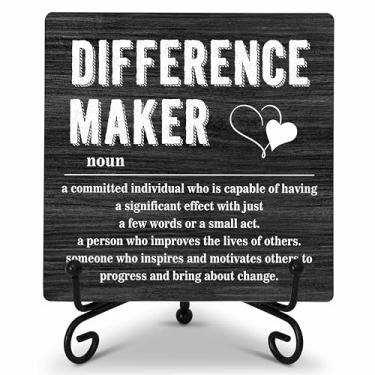 Imagem de Placa de mesa de madeira para fazer diferença de presente, definição, decoração de mesa, placa de madeira com suporte, ideias de presente exclusivas para chefes mulheres, melhor mãe, colega de