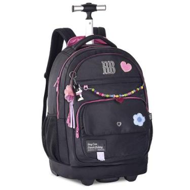 Imagem de Mochila Rebecca Bonbon Rodinha Escolar RB Carrinho Costa, Preto