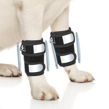 Imagem de GFKRHPNY Par De Suportes Para Patas Cachorro Articulação Do Jarrete Frontal, Munhequeira Com Molas Metal, Alças Refletivas Nas Mangas, Previne Lesões E Entorses, Tamanho M/G