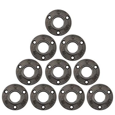 Imagem de PIPE DECOR Mini Flange De Piso 1" Para Decoração Tubos, Pacote Com 10, Ferro Maleável, Serve Tubos E Bicos Encanamento Aço Preto 2,5 Cm Diâmetro, Faça Você Mesmo, Estantes Móveis Industriais Vintage