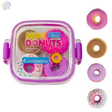 Imagem de Borracha Tilibra Mini Donuts com 4 unidades