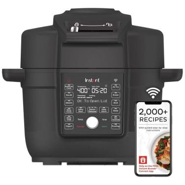 Imagem de Panela de Pressão Elétrica 6,5L 13 em 1 com WIFI, Painel Digital e Aplicativo de Receitas, 110V, Instant Pot Duo Crisp Ultimate, Preta