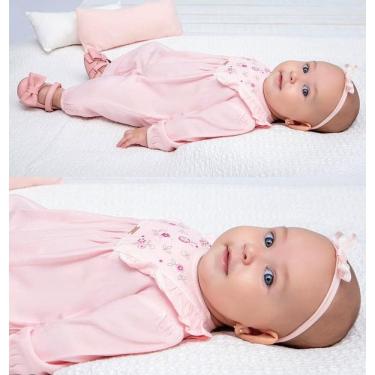 Imagem de Macacão Longo Jeans Leve Bebê Menina Bordado Paraiso 15351