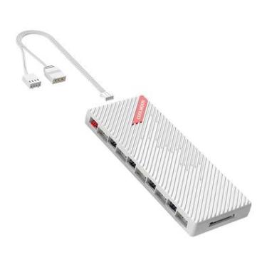 Imagem de Hub Multi Fans AM10 com 10 Portas, Controlador Pwm 4 Pinos, Argb 3 Pinos 5v, Coolmoon, Branco, Alimentação SATA