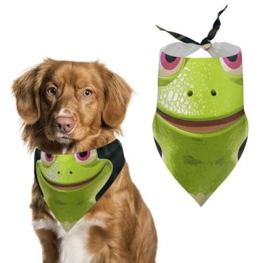 Imagem de Cachecol triangular de poliéster estampado Crown Frog - Tamanho único (70 x 30 cm)