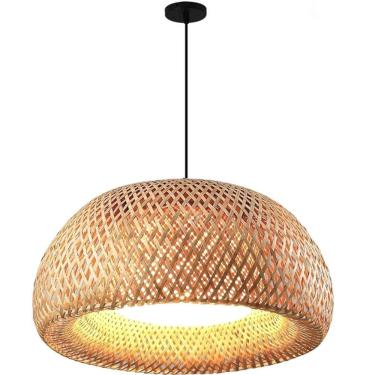 Imagem de Luminária Pendente 38Cm Lustre Teto Bambu Natural Gimpo