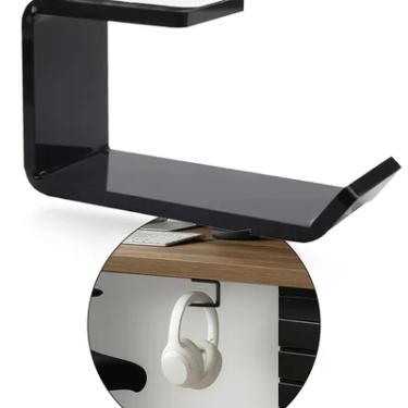 Imagem de Suporte Gamer Para Fone De Ouvido Acrílico De Mesa Parede Com Fita Dupla Face Preto