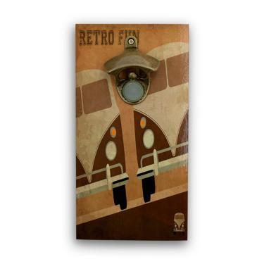 Imagem de Abridor Garrafas Parede Kombi Retro Mdf Com Imã 25x13 Cm