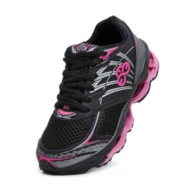 Imagem de Tênis Infantil Feminino Leve Confortável Ideal Para Escola Preto Pink (Pink, BR, Criança de 4 a 8 anos, Numérico, 33)