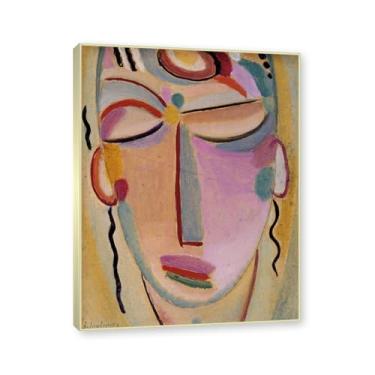 Imagem de NHLDZYH Moldura champanhe. Alexej von Jawlensky, impressão clássica, (meditação mística da cabeça), decoração de parede para cozinha, quarto. 60x80cm