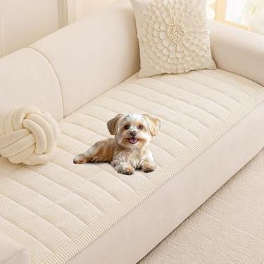 Imagem de MEETSKY Capa de sofá para cães, lavável, antiderrapante, para animais de estimação, para 2 almofadas, tapetes de sofá para sofás, protetor de sofá para sofá macio, 70 x 150 cm, creme