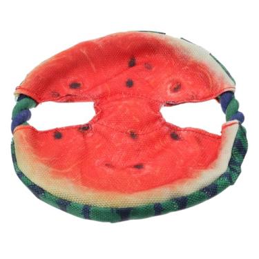 Imagem de FRCOLOR 1 peça de brinquedo de disco voador em forma de melancia para ambientes internos e externos, design leve para treinamento, durável, conforto para cães ativos