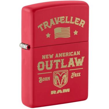 Imagem de Zippo Ram Traveller Design isqueiro de bolso vermelho fosco