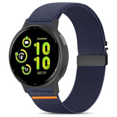 Imagem de Sunnyson Pulseiras elásticas de 20 mm compatíveis com Garmin Vivoactive 5/6/Forerunner 55/165, pulseira de relógio de nylon macio elástico para paraquedas para Venu Sq/Sq 2/2 Plus, mulheres e homens