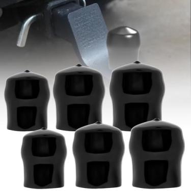 Imagem de Pacote com 6 capas de bola de engate de reboque, tampas protetoras antiferrugem à prova de poeira, compatível com SUV Trucks RV Boat Caravan Trailer Ball e mais acessórios (preto)