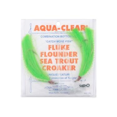 Imagem de Aqua-Clear, Hi-Lo Pearl Accent Hair Teaser Rig, Linguado/Fluke/Seatrout/Croaker, 3/0 XL Hook, AFW Swivel, 40 lb / 18.1 kg GS Mono, T-Standoff, Cabelo Verde, Detalhe Pérola