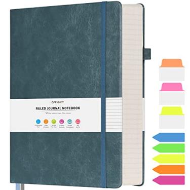 Imagem de Caderno pautado universitário, caderno grande forrado B5, caderno de trabalho com 314 páginas numeradas com adesivos de índice, papel de 100 g/m², diário de couro vegano de capa dura para mulheres e