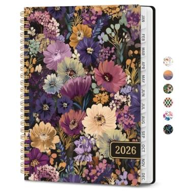 Imagem de Agenda 2026, agenda de planejamento semanal e mensal para mulheres, janeiro de 2026 a dezembro de 2026, livro de agenda de planejamento de capa dura com abas, encadernação em espiral, bolso interno