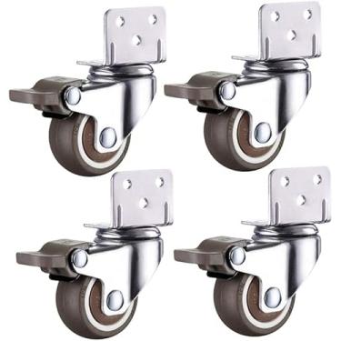 Imagem de 4 Rodízios De Móveis Suporte L Rodas De Borracha Silenciosas Com Freio Rodízios De Berço De Substituição Giratória Universal Para Berço De Bebê Suporte De Flores M, 1 Inch, 4 brakes