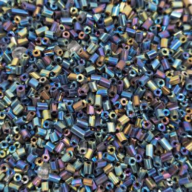 Imagem de Passante Vidrilho Tubo Vidro Preto Irisado 2mm 8000pçs 100g - Macall